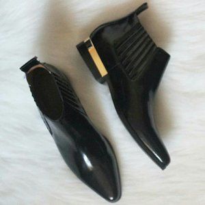 Golden-Heeled Black Boots